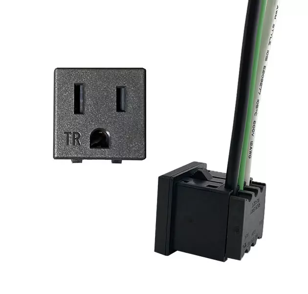 NEMA 5-15R Tamper Resistant Snap-in Power Outlet